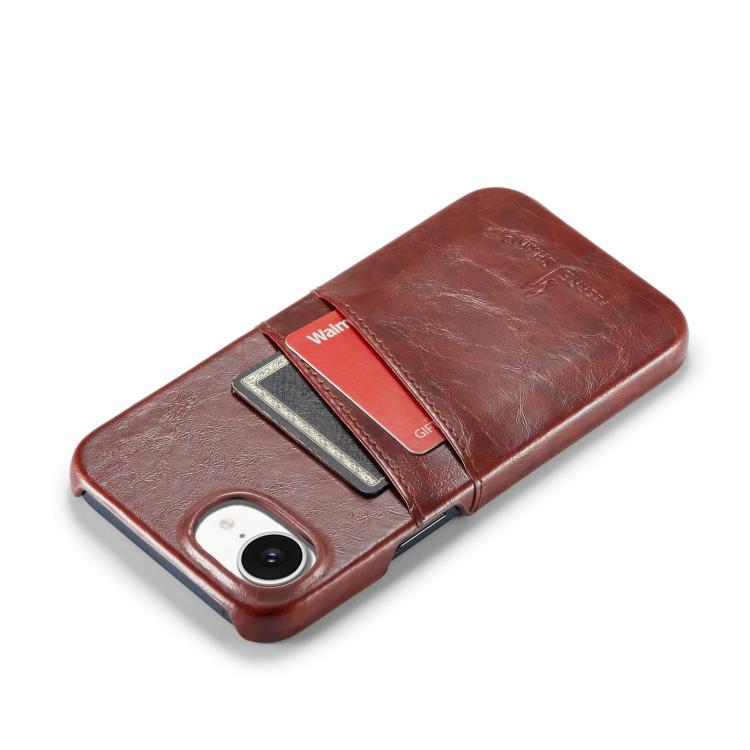 For iPhone 17e / 16e Fierre Shann Retro Oil Wax Texture Card Slots PU Leather Phone Case