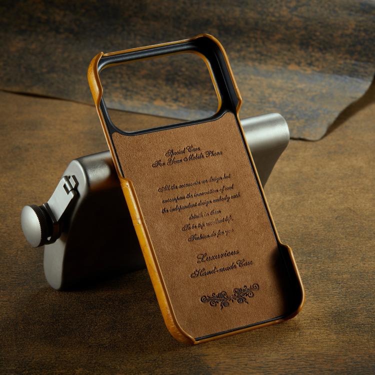 For iPhone 17 Pro Max Fierre Shann Retro Oil Wax Texture Card Slots PU Leather Phone Case