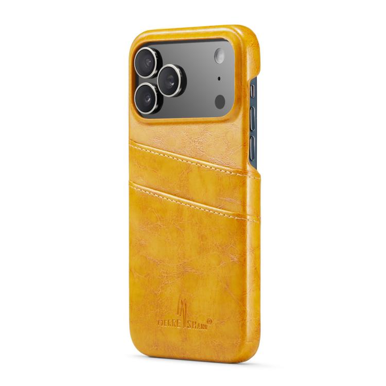 For iPhone 17 Pro Max Fierre Shann Retro Oil Wax Texture Card Slots PU Leather Phone Case