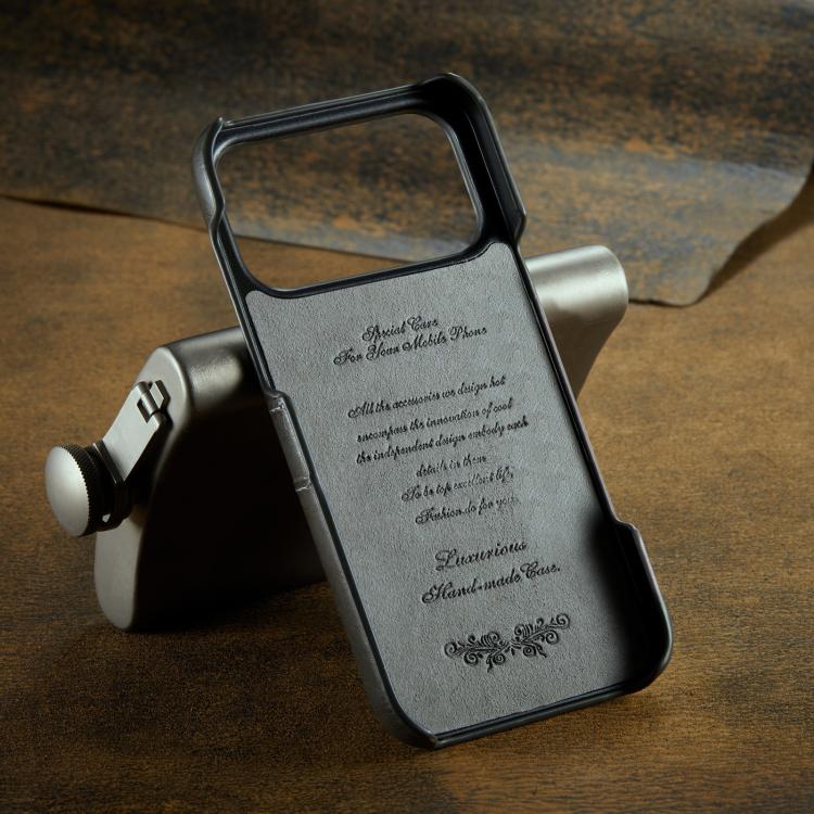 For iPhone 17 Pro Max Fierre Shann Retro Oil Wax Texture Card Slots PU Leather Phone Case