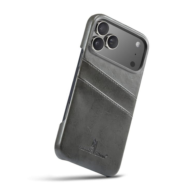 For iPhone 17 Pro Max Fierre Shann Retro Oil Wax Texture Card Slots PU Leather Phone Case