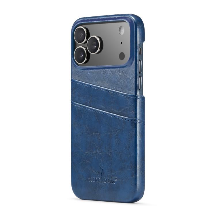 For iPhone 17 Pro Max Fierre Shann Retro Oil Wax Texture Card Slots PU Leather Phone Case
