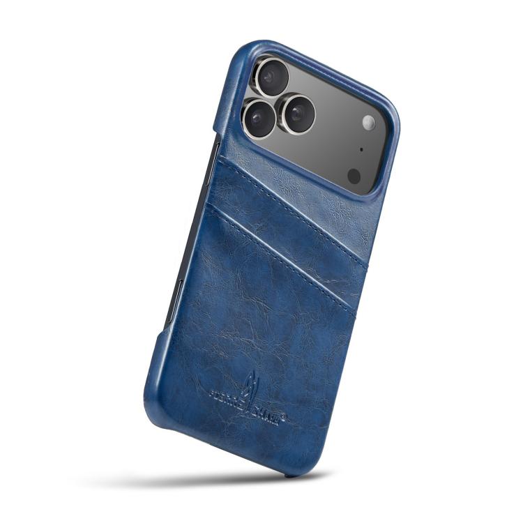 For iPhone 17 Pro Max Fierre Shann Retro Oil Wax Texture Card Slots PU Leather Phone Case