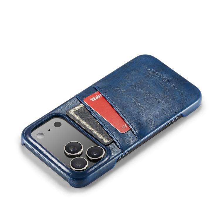 For iPhone 17 Pro Max Fierre Shann Retro Oil Wax Texture Card Slots PU Leather Phone Case