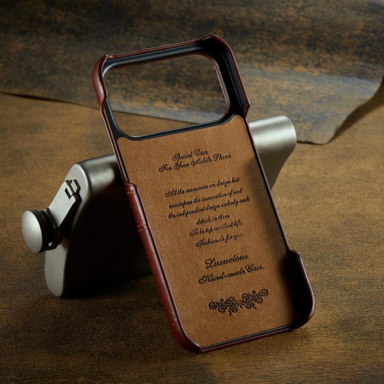 For iPhone 17 Pro Max Fierre Shann Retro Oil Wax Texture Card Slots PU Leather Phone Case