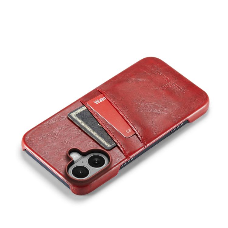 For iPhone 17 Fierre Shann Retro Oil Wax Texture Card Slots PU Leather Phone Case