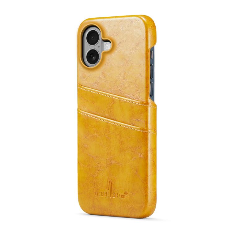 For iPhone 17 Fierre Shann Retro Oil Wax Texture Card Slots PU Leather Phone Case