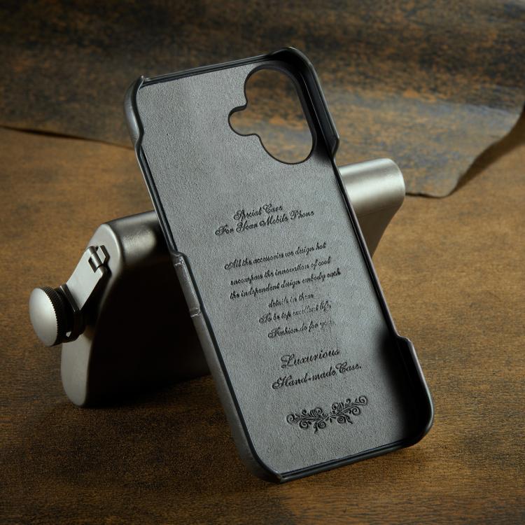 For iPhone 17 Fierre Shann Retro Oil Wax Texture Card Slots PU Leather Phone Case