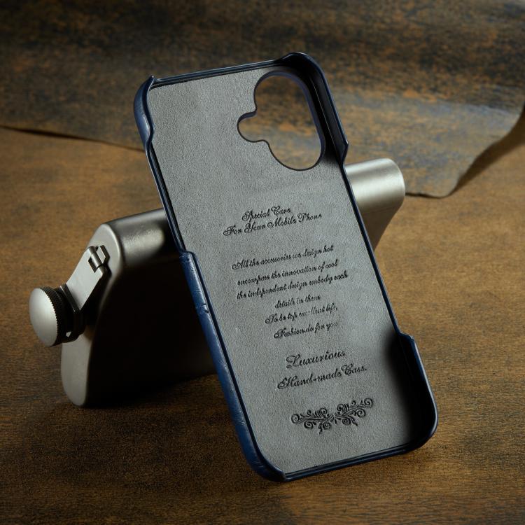 For iPhone 17 Fierre Shann Retro Oil Wax Texture Card Slots PU Leather Phone Case