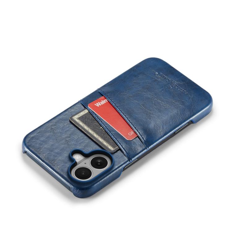 For iPhone 17 Fierre Shann Retro Oil Wax Texture Card Slots PU Leather Phone Case
