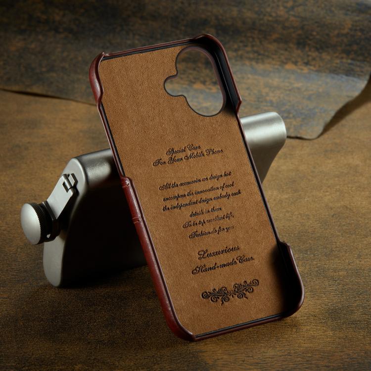 For iPhone 17 Fierre Shann Retro Oil Wax Texture Card Slots PU Leather Phone Case