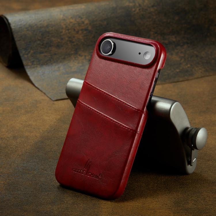 For iPhone Air Fierre Shann Retro Oil Wax Texture Card Slots PU Leather Phone Case