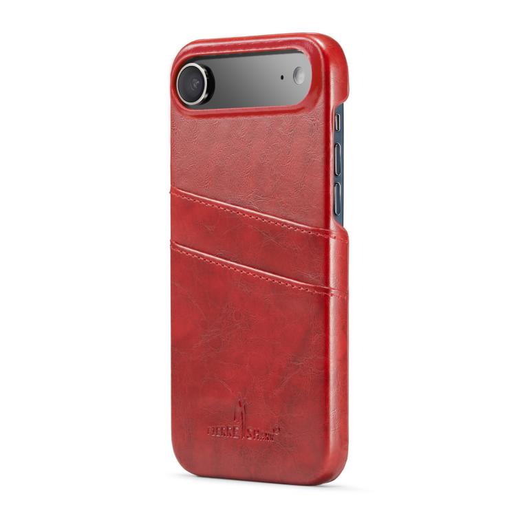 For iPhone Air Fierre Shann Retro Oil Wax Texture Card Slots PU Leather Phone Case