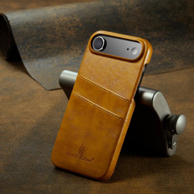 For iPhone Air Fierre Shann Retro Oil Wax Texture Card Slots PU Leather Phone Case