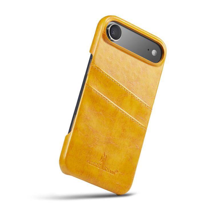 For iPhone Air Fierre Shann Retro Oil Wax Texture Card Slots PU Leather Phone Case