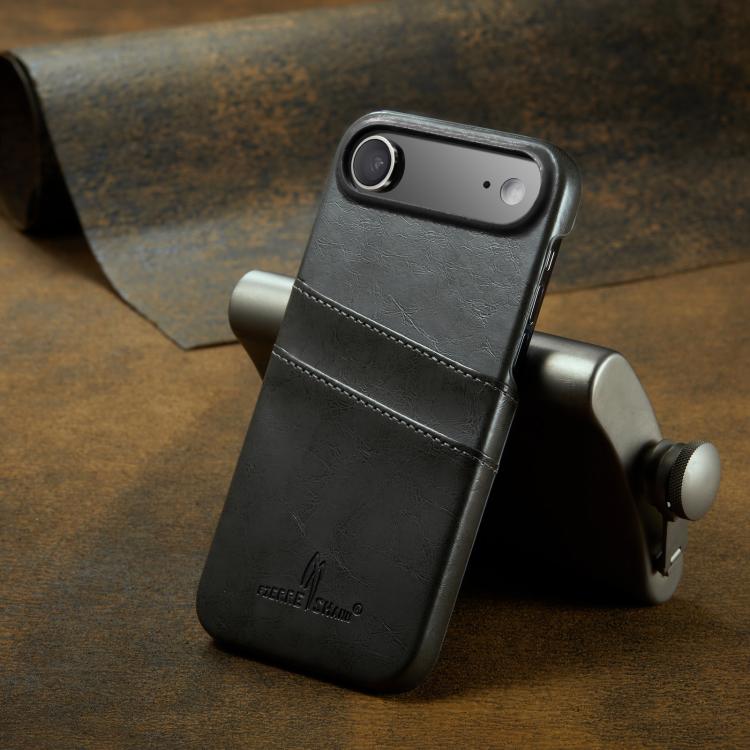 For iPhone Air Fierre Shann Retro Oil Wax Texture Card Slots PU Leather Phone Case