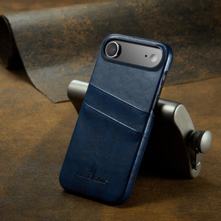 For iPhone Air Fierre Shann Retro Oil Wax Texture Card Slots PU Leather Phone Case