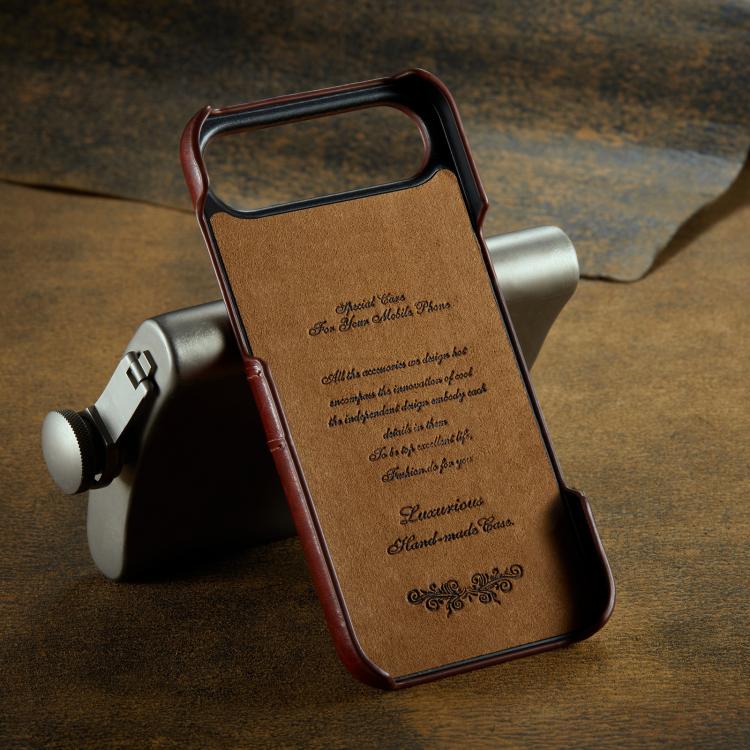 For iPhone Air Fierre Shann Retro Oil Wax Texture Card Slots PU Leather Phone Case