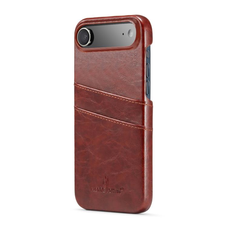 For iPhone Air Fierre Shann Retro Oil Wax Texture Card Slots PU Leather Phone Case