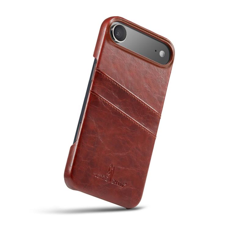 For iPhone Air Fierre Shann Retro Oil Wax Texture Card Slots PU Leather Phone Case