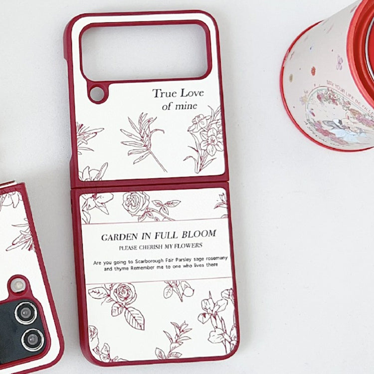 For Samsung Galaxy Z Flip4 Sketch Flower Pattern Phone Case - Rose