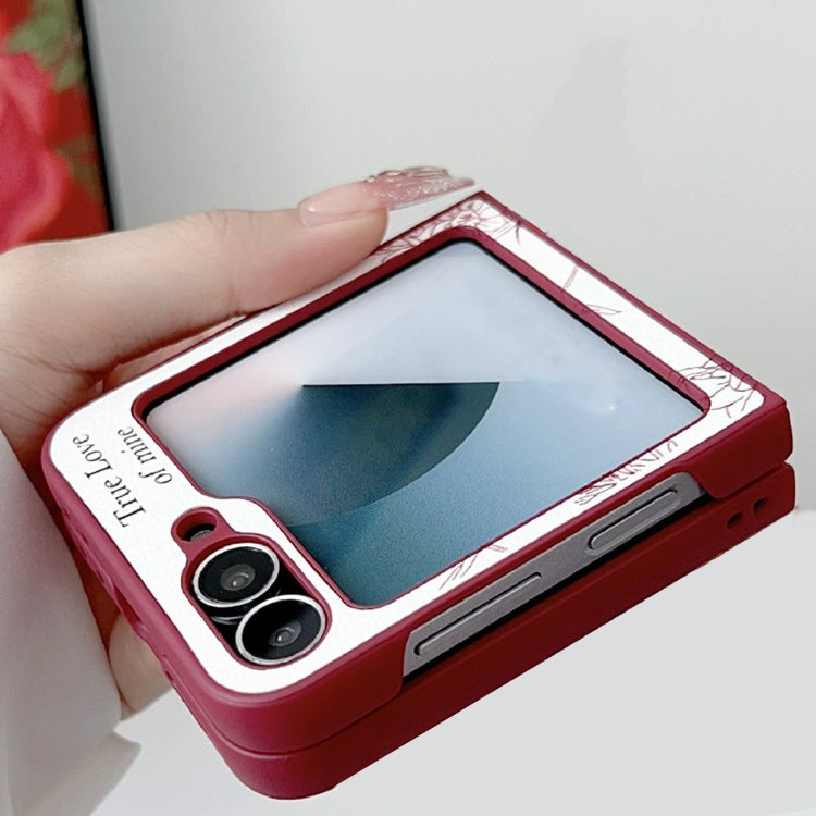 For Samsung Galaxy Z Flip5 Sketch Flower Pattern Phone Case - Rose