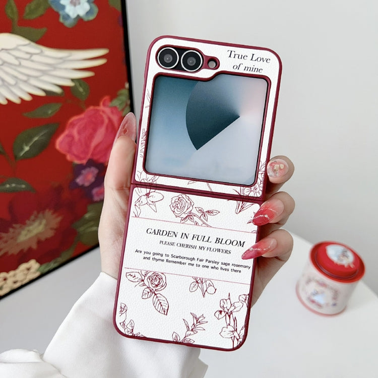 For Samsung Galaxy Z Flip6 Sketch Flower Pattern Phone Case - Rose