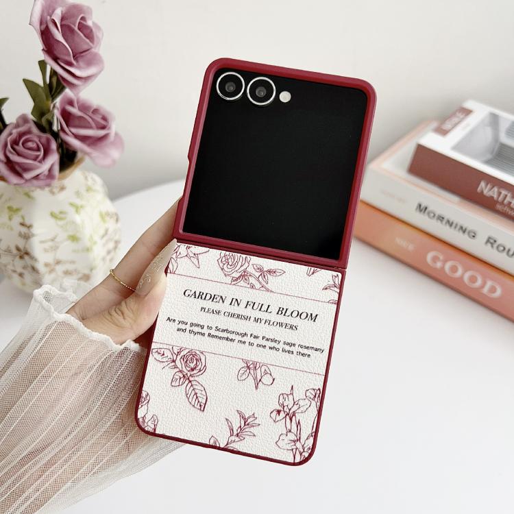 For Samsung Galaxy Z Flip7 5G Sketch Flower Pattern Phone Case - Rose