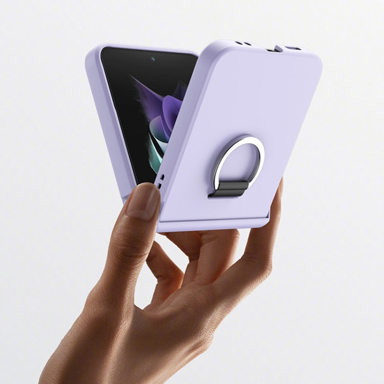 For Samsung Galaxy Z Flip4 5G Ultra-thin Skin Feel Ring Phone Case with Hinge