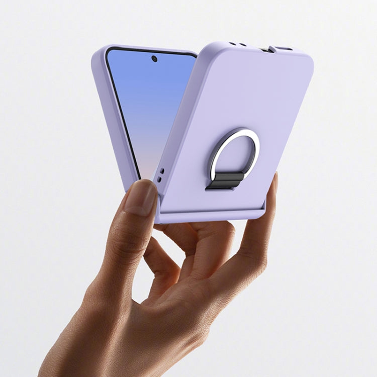 For Samsung Galaxy Z Flip5 5G Ultra-thin Skin Feel Ring Phone Case with Hinge