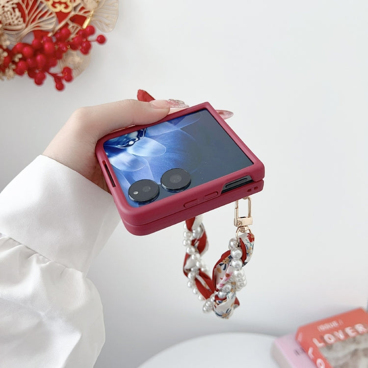 For Xiaomi Mix Flip Sketch Flower Pattern Phone Case with Scarf Bracelet - Rose