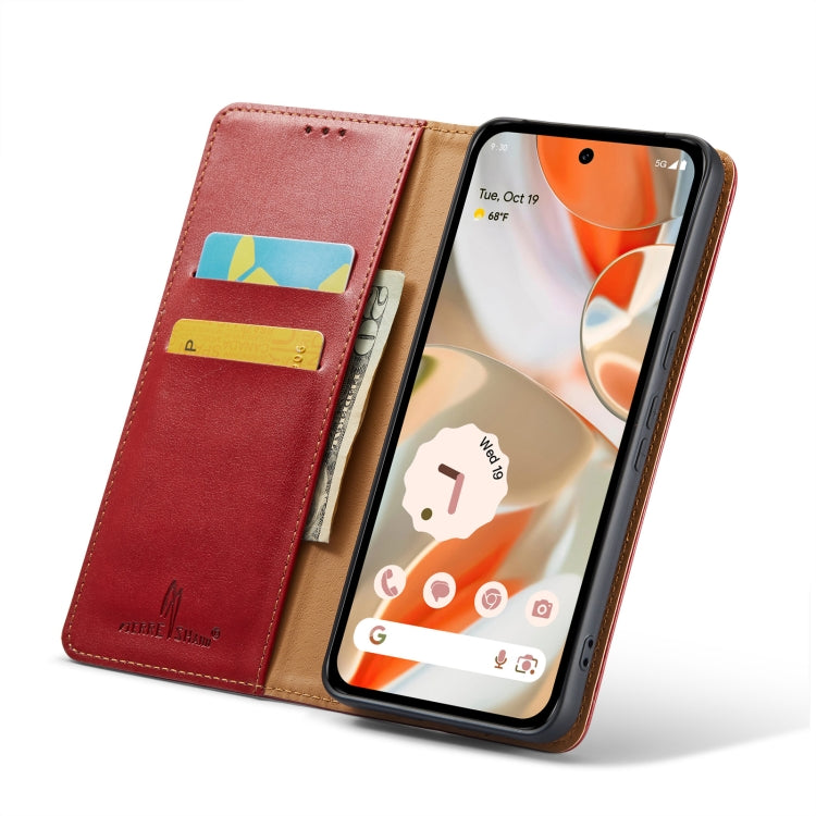 For Google Pixel 9 / 9 Pro Fierre Shann PU Genuine Leather Texture Phone Case