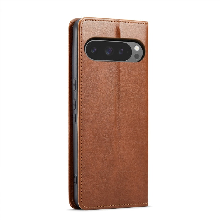 For Google Pixel 9 / 9 Pro Fierre Shann PU Genuine Leather Texture Phone Case