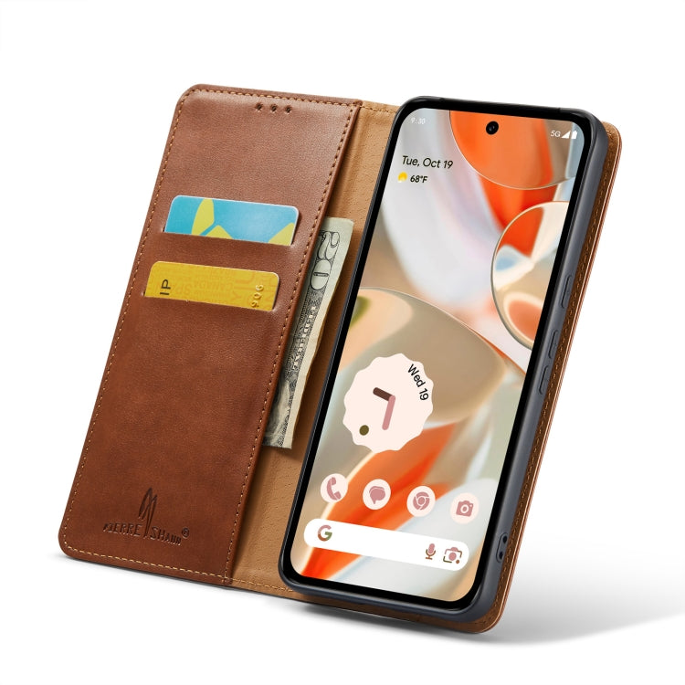 For Google Pixel 9 Pro XL Fierre Shann PU Genuine Leather Texture Phone Case