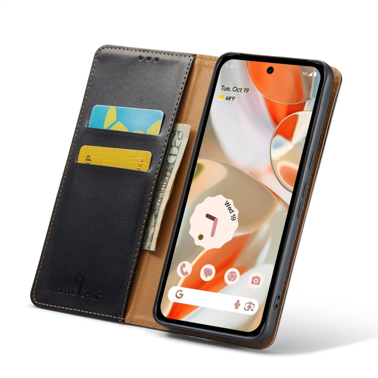 For Google Pixel 9 Pro XL Fierre Shann PU Genuine Leather Texture Phone Case