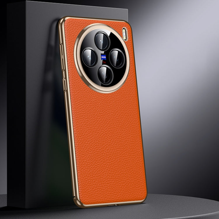 For vivo X200 Genuine Leather PC Phone Case