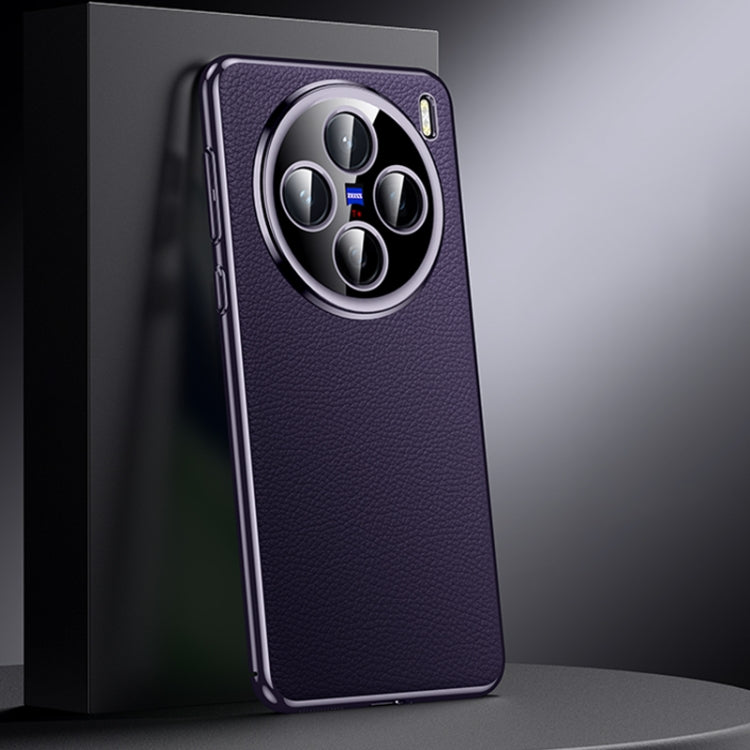For vivo X200 Genuine Leather PC Phone Case