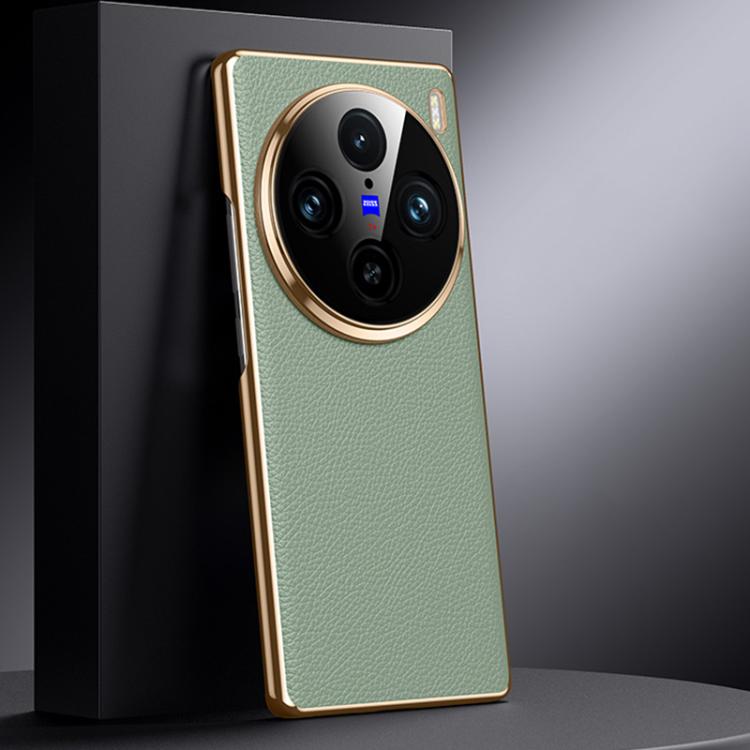 For vivo X100 Genuine Leather PC Phone Case