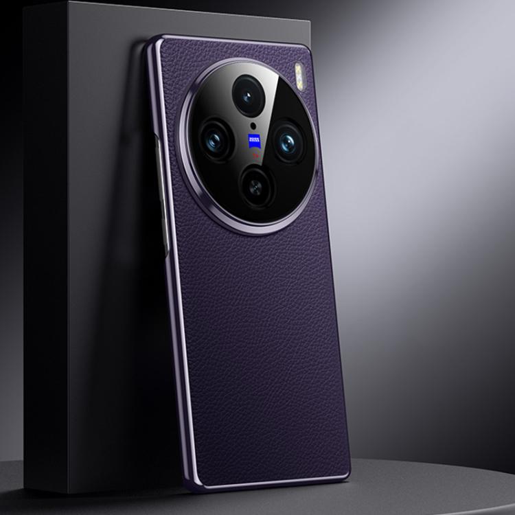 For vivo X100 Genuine Leather PC Phone Case