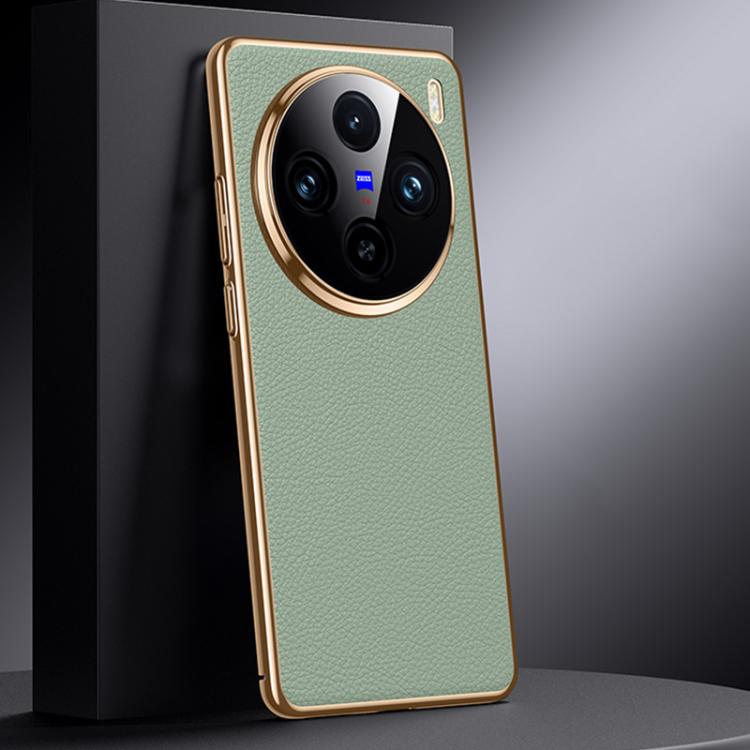 For vivo X100s Genuine Leather PC Phone Case
