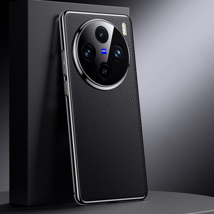 For vivo X100s Genuine Leather PC Phone Case