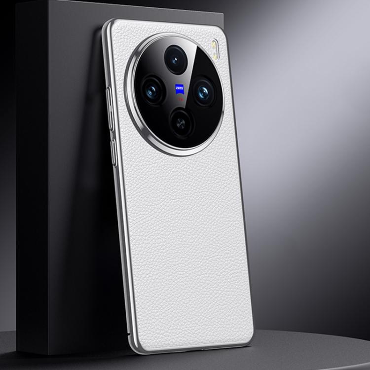 For vivo X100s Genuine Leather PC Phone Case