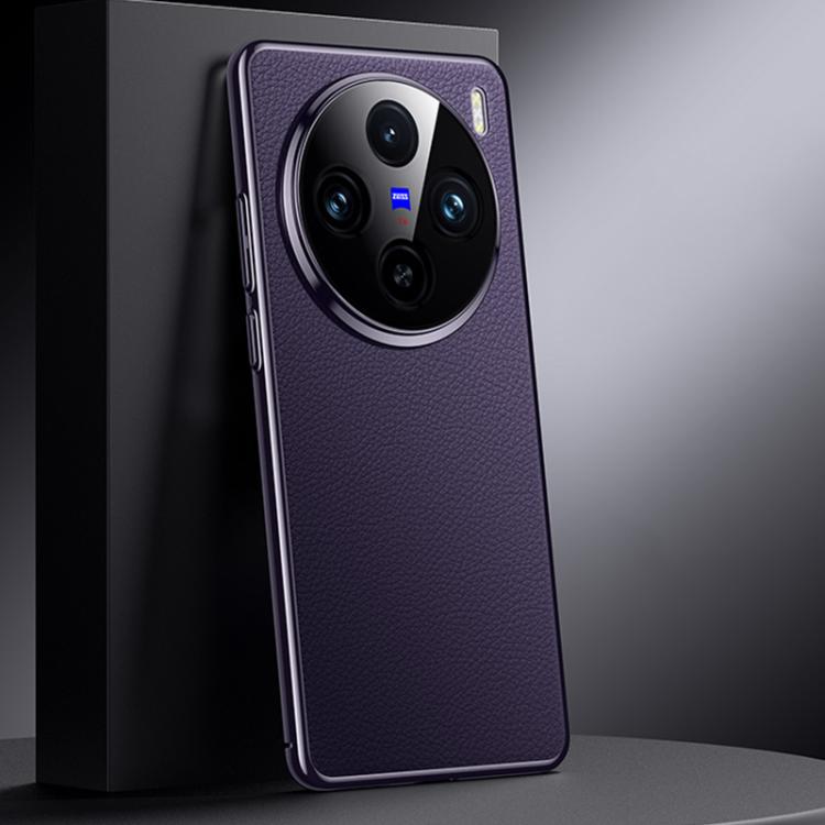 For vivo X100s Genuine Leather PC Phone Case