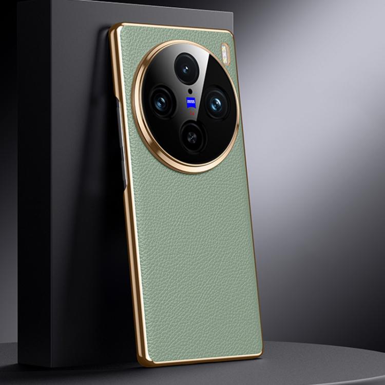 For vivo X100 Pro Genuine Leather PC Phone Case