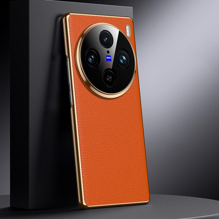 For vivo X100 Pro Genuine Leather PC Phone Case