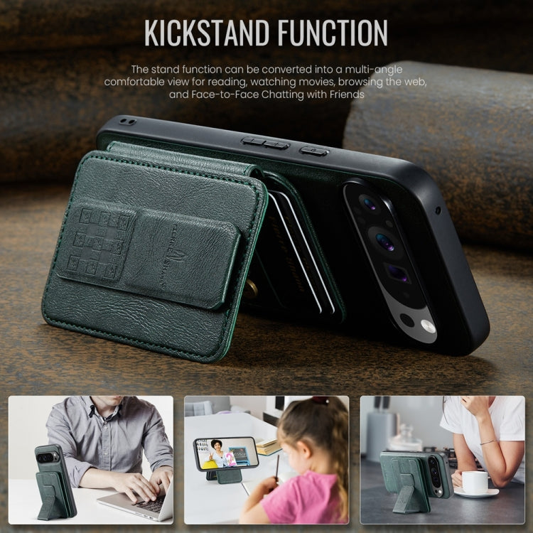 For Google Pixel 9 Pro XL Fierre Shann Cowhide Horizontal Flip Magnetic Card Holder Phone Case
