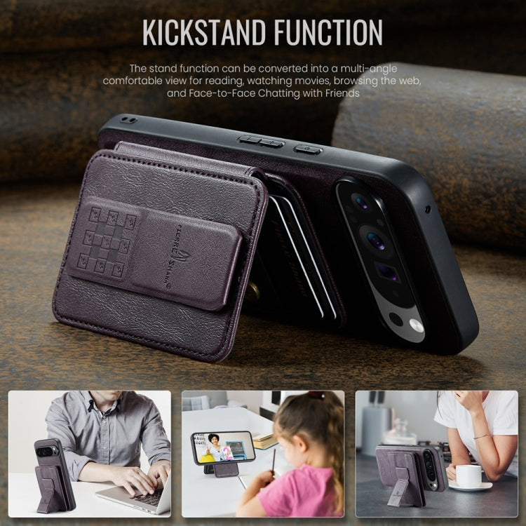 For Google Pixel 9 Pro XL Fierre Shann Cowhide Horizontal Flip Magnetic Card Holder Phone Case