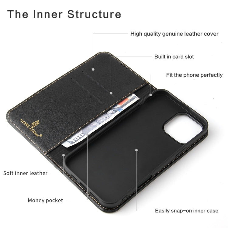 For iPhone 16 Pro Max Fierre Shann Cowhide Leather Flip Leather Phone Case