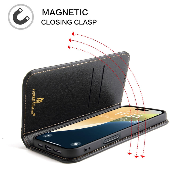 For iPhone 16 Plus Fierre Shann Cowhide Leather Flip Leather Phone Case