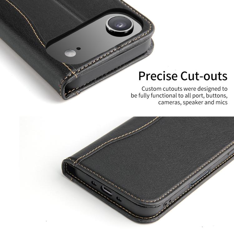 For iPhone Air Fierre Shann Cowhide Leather Flip Leather Phone Case